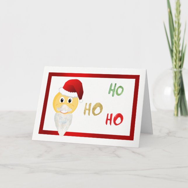 Emoji Santa Christmas Note Card (Front)