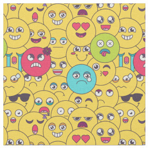Emoji Seamless Pattern-Colourful Cartoon Emotions Fabric