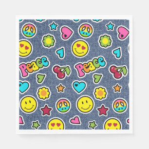 Emoji Smile Denim Girls Birthday Party Napkins