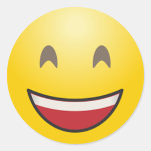 Emoji smiling face with open mouth & smiling eyes classic round sticker