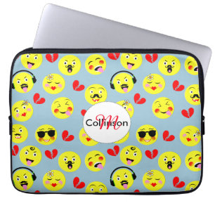 Emoji Style Fun Cute Trendy Faces Laptop Sleeve