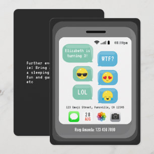 Emoji theme Birthday Party Invitation