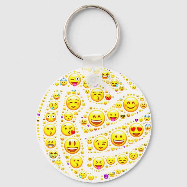 Emoji Theme Netball Ball Design Key Ring (Front)
