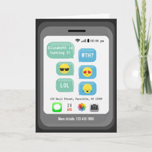 Emoji theme Virtual Birthday Party Invitation