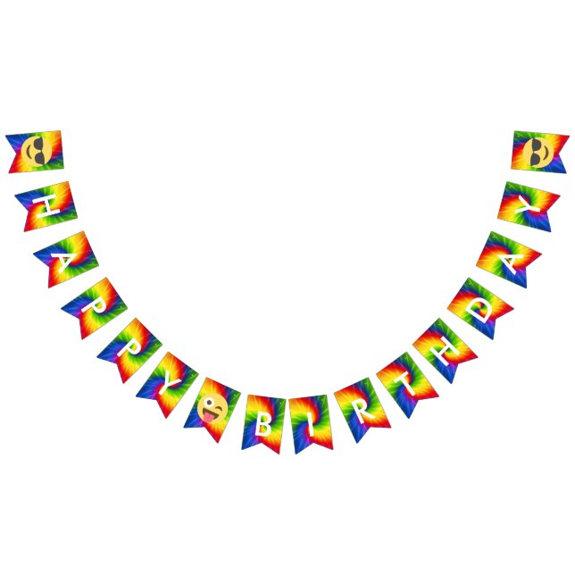 Emoji Tie Dye Birthday Banner (All)