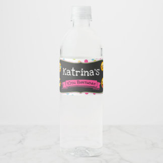 Emoji Water Bottle Labels Polka Dot Birthday Party