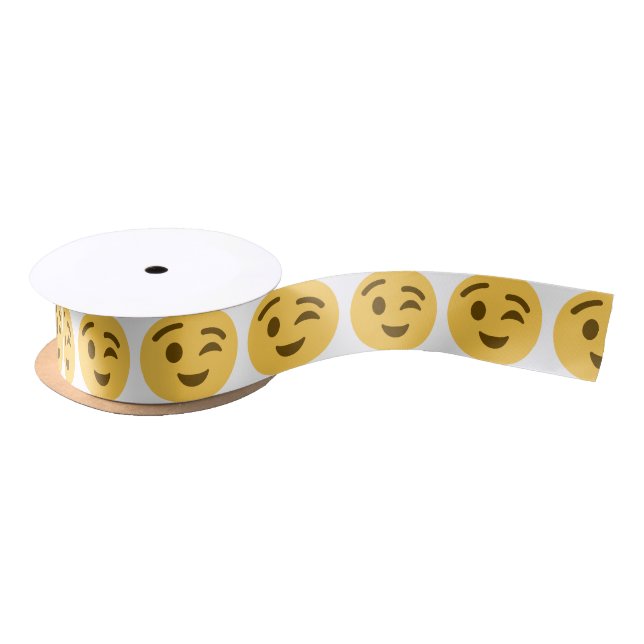 Emoji Wink Satin Ribbon (Spool)