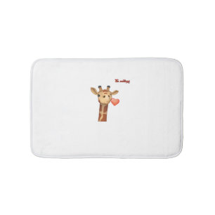 emoji winking kissing heart giraffe face   bath mat