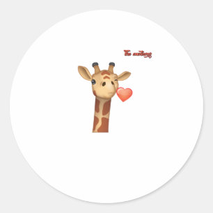 emoji winking kissing heart giraffe face   classic round sticker