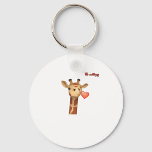 emoji winking kissing heart giraffe face   key ring