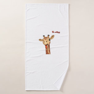 emoji winking tongue out giraffe face   bath towel