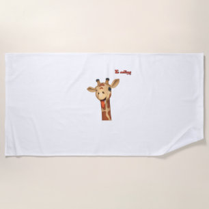 emoji winking tongue out giraffe face beach towel