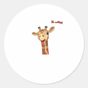 emoji winking tongue out giraffe face classic round sticker