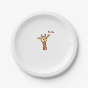 emoji winking tongue out giraffe face   paper plate