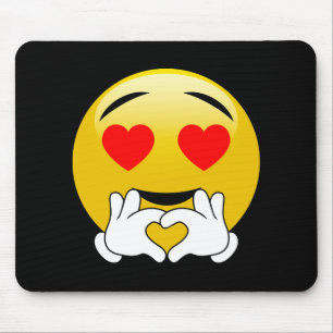 Emoji With Heart Eyes & Hands Mouse Mat