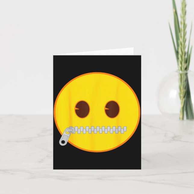 Emoji Zip Zipper Mouth Yellow Smile Face  Card (Front)