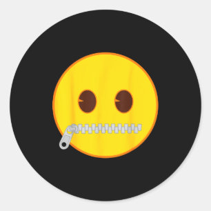 Emoji Zip Zipper Mouth Yellow Smile Face Classic Round Sticker