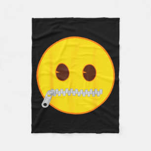 Emoji Zip Zipper Mouth Yellow Smile Face  Fleece Blanket