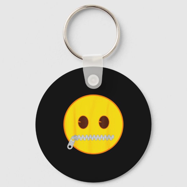 Emoji Zip Zipper Mouth Yellow Smile Face  Key Ring (Front)