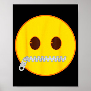 Emoji Zip Zipper Mouth Yellow Smile Face  Poster