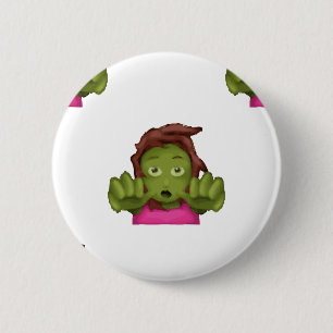 emoji zombie woman 6 cm round badge