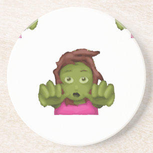 emoji zombie woman coaster
