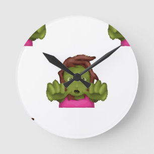 emoji zombie woman round clock