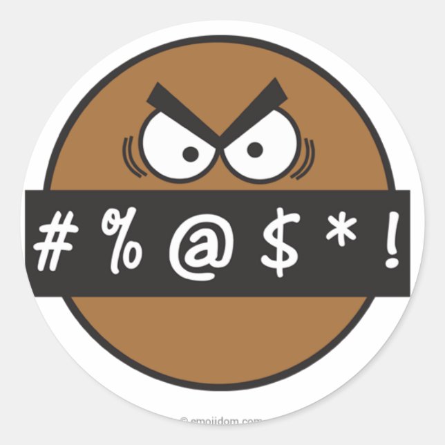 Emojidom stickers: Swearing black Classic Round Sticker (Front)