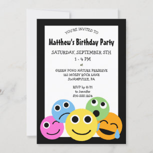 Emojis Emoticons Birthday Party Invitation