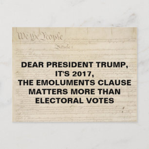 Emoluments Clause Not Electoral Votes Postcard