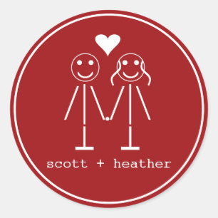Emoticon Couple Classic Round Sticker