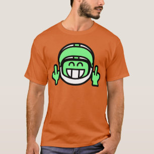 Emoticon Grin with Motorcycle Helmet Stinkfinger r T-Shirt