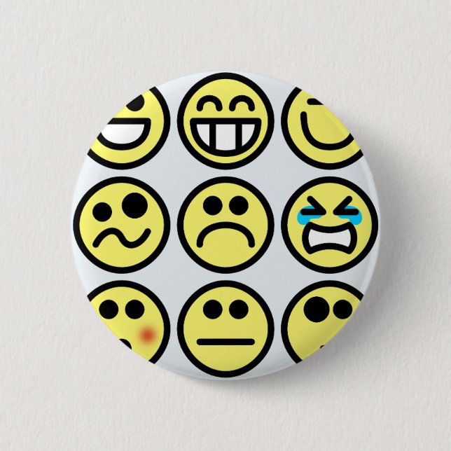 emoticon happy face 6 cm round badge (Front)