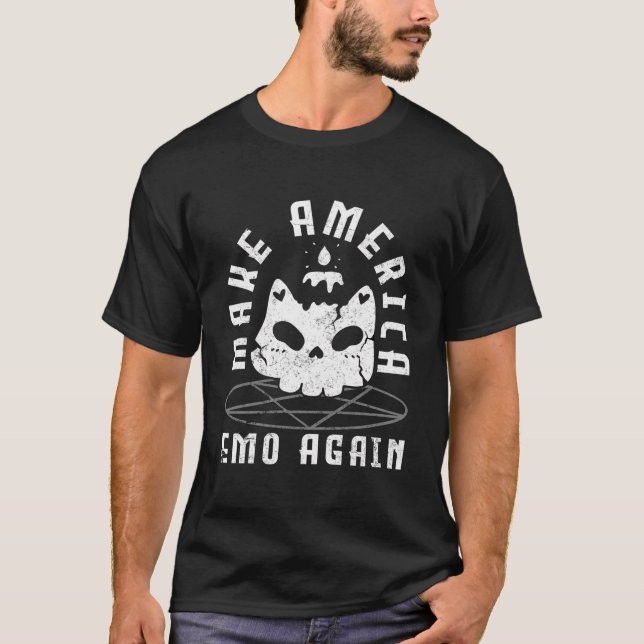 Emoticon Make America Emo Again Emocore Aesthetic T-Shirt (Front)