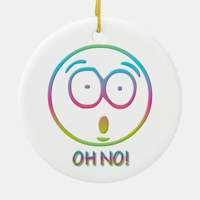 Emoticon "Oh no!" Ceramic Tree Decoration (Back)