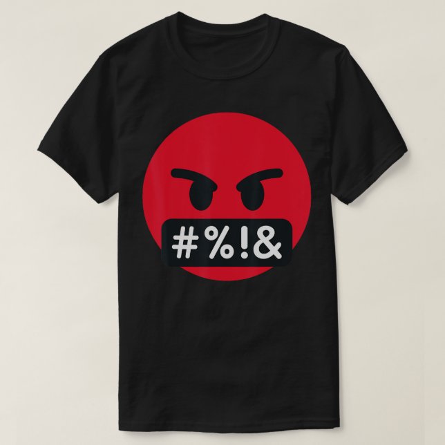 Emoticon Serious Face with Symbols Covering Mouth  T-Shirt (Design Front)