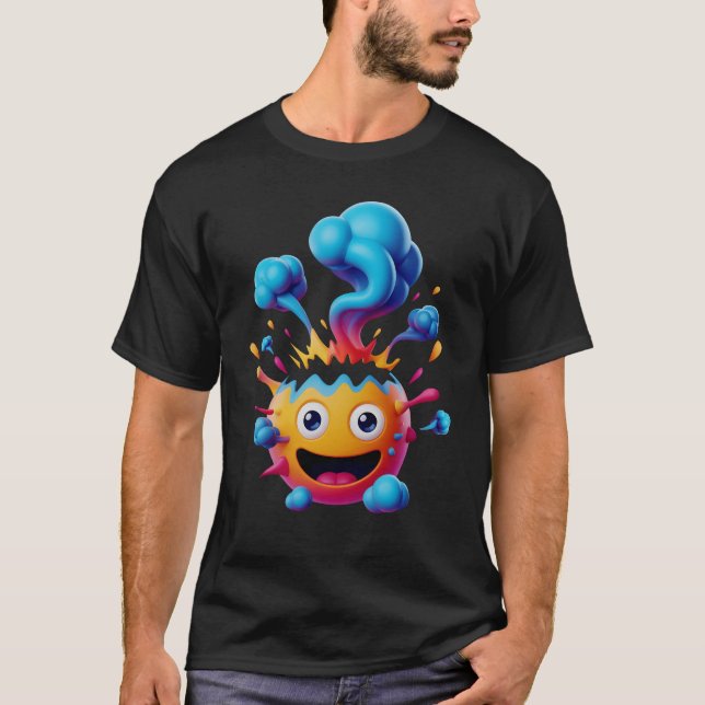 Emoticon Shocked Face Exploding Head Overwhelmed C T-Shirt (Front)