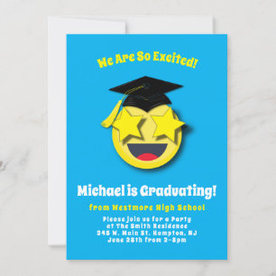 Emoticon Star Eyes Cute Graduation Party Invitation