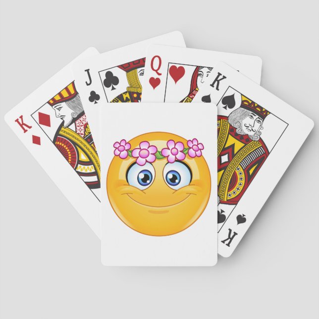 Emoticon Wearing A Floral Wreath Playing Cards (Back)