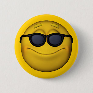 Emoticon With Sunglasses 6 Cm Round Badge