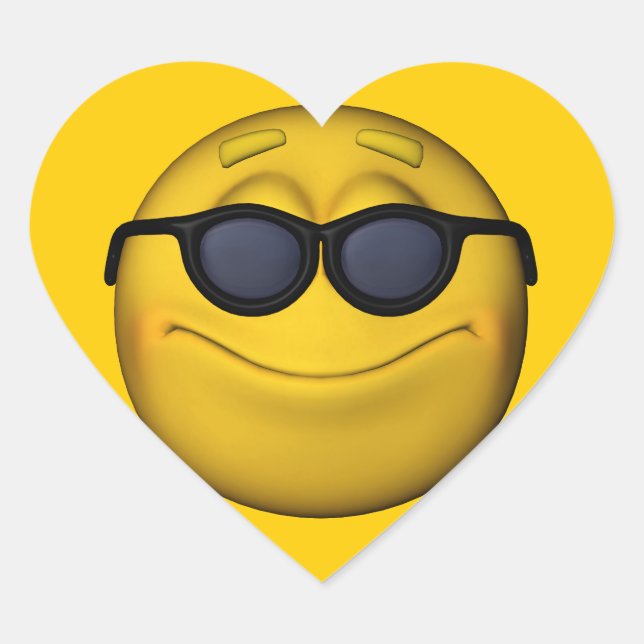Emoticon With Sunglasses Heart Sticker (Front)