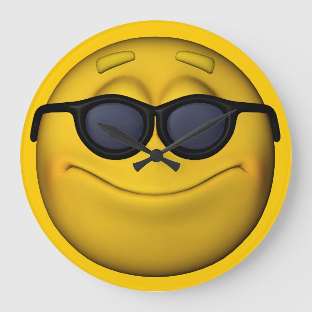 Emoticon With Sunglasses Large Clock (Front)