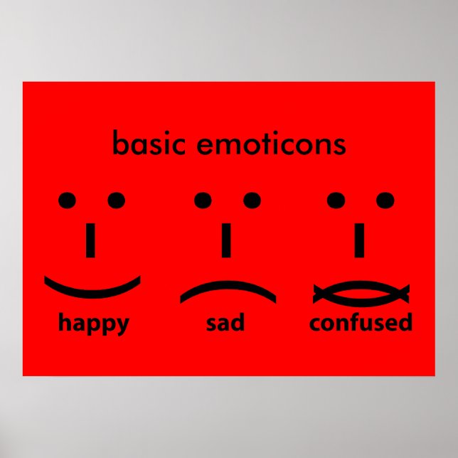 Emoticons, Happy, Sad and Confused Poster (Front)