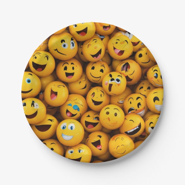 "Emotion Spectrum: Unique Emoji Style Design" Paper Plate (Front)