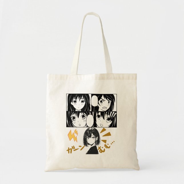 Emotional Anime grids. No BG Tote Bag (Front)