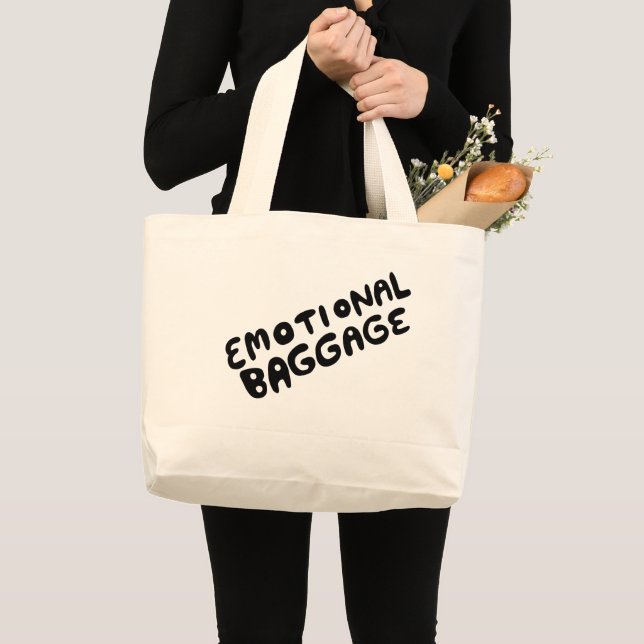 Emotional Baggage Handlettered Cute Funny  Large Tote Bag (Front (Product))