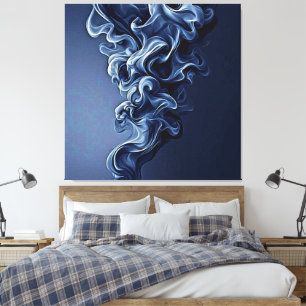 Emotional Blue Smoke Art Canvas Print
