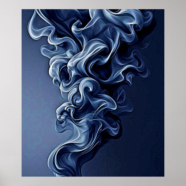 Emotional Blue Smoke Art Poster (Front)