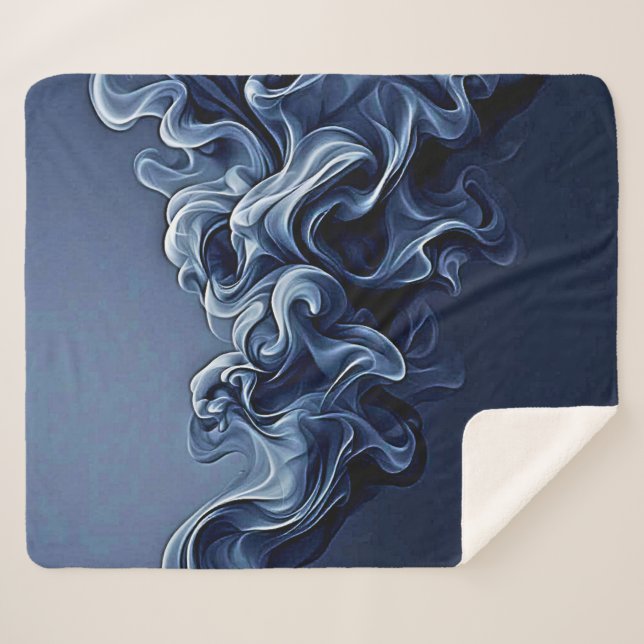 Emotional Blue Smoke Art Sherpa Blanket (Front (Horizontal))