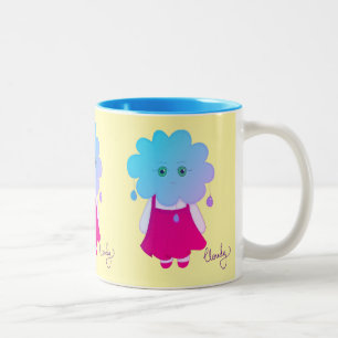 Emotional Blue Styled Rain Cloudy Character Two-Tone Coffee Mug